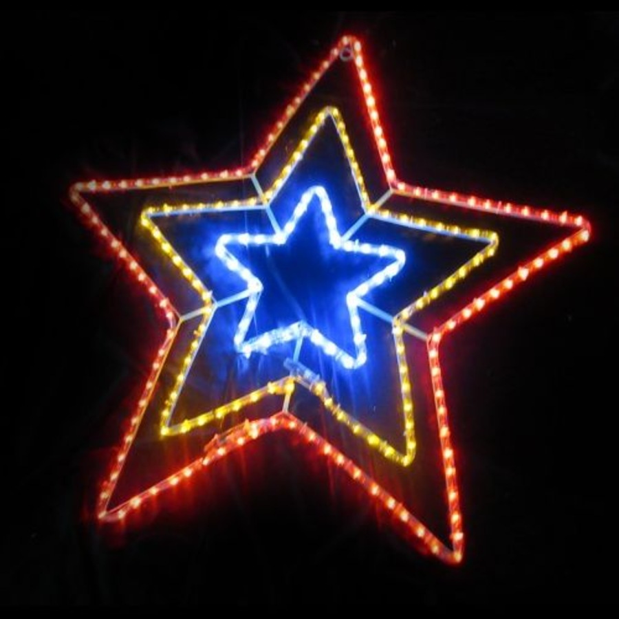 Three Colour Christmas Star Light Display with Controller - 6m