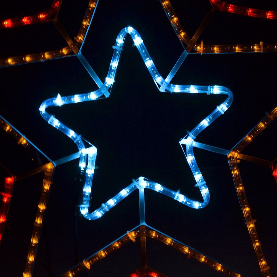 Three Colour Christmas Star Light Display with Controller - 6m
