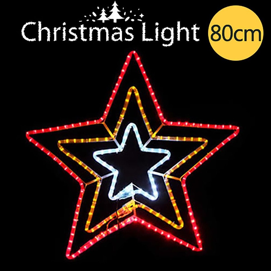Three Colour Christmas Star Light Display with Controller - 6m