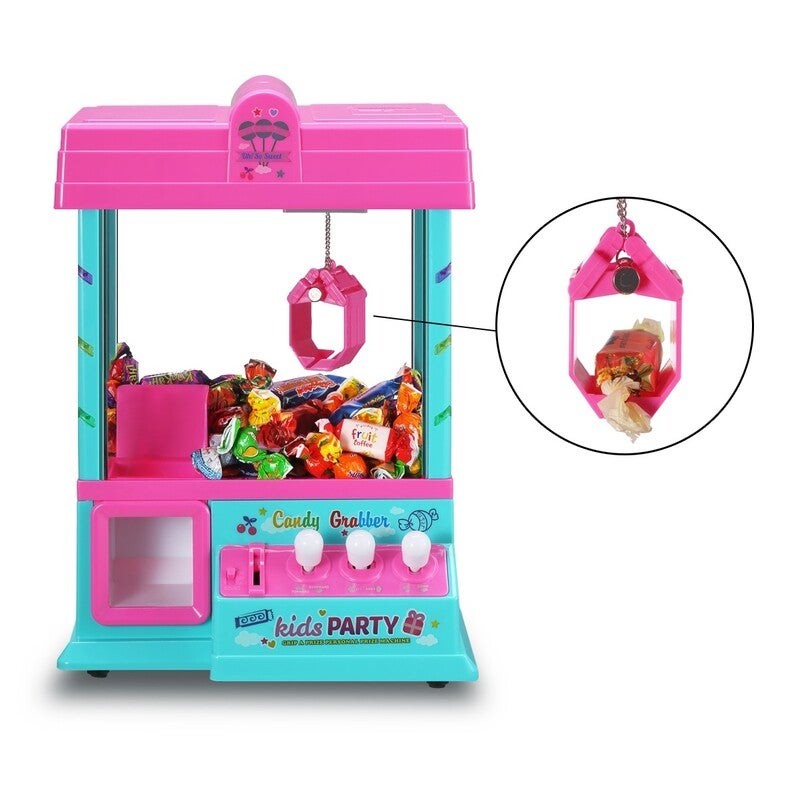Electronic Claw Game Candy Grabber Machine Claw Arcade Game light & Music Pink 