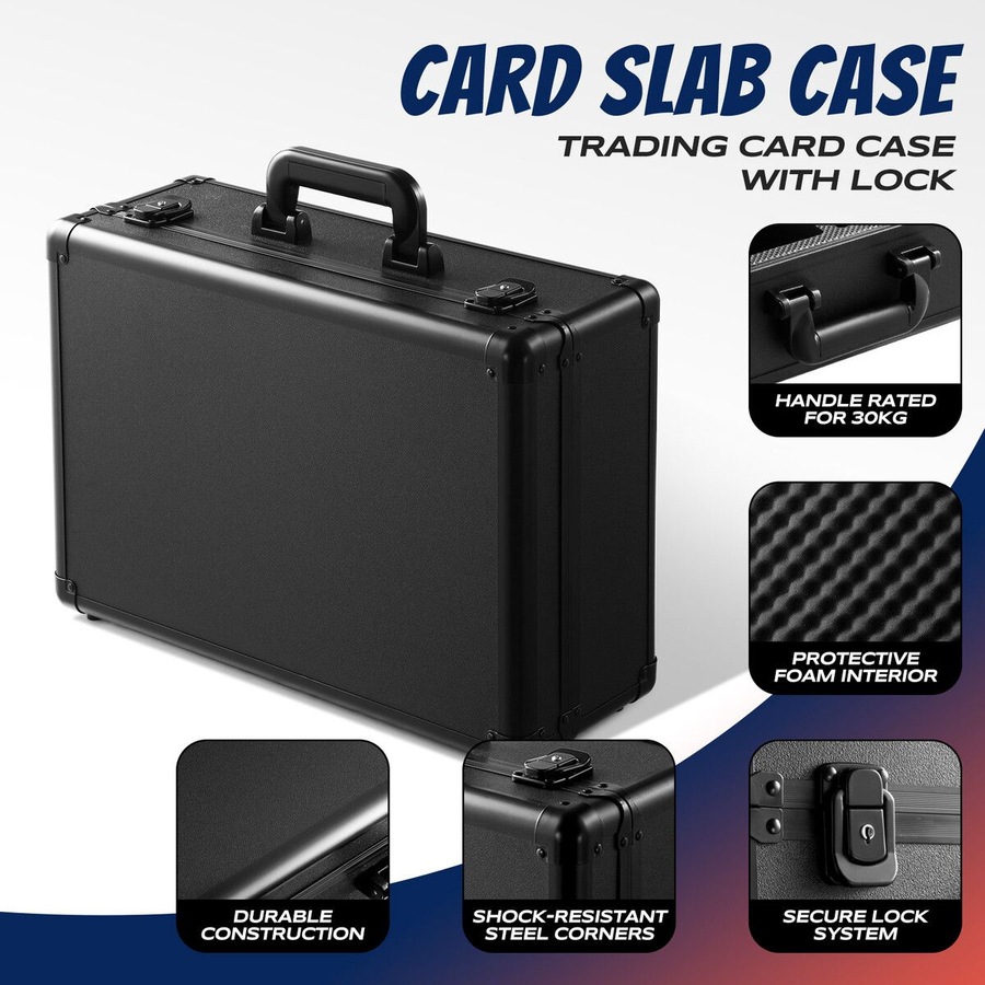 Trading Card Storage Box Graded Hard Case Top Loaders PSA Slabs Pokemon TCG Game Sports Magic Deck Collector Holder Organiser Lockable Aluminum Alloy