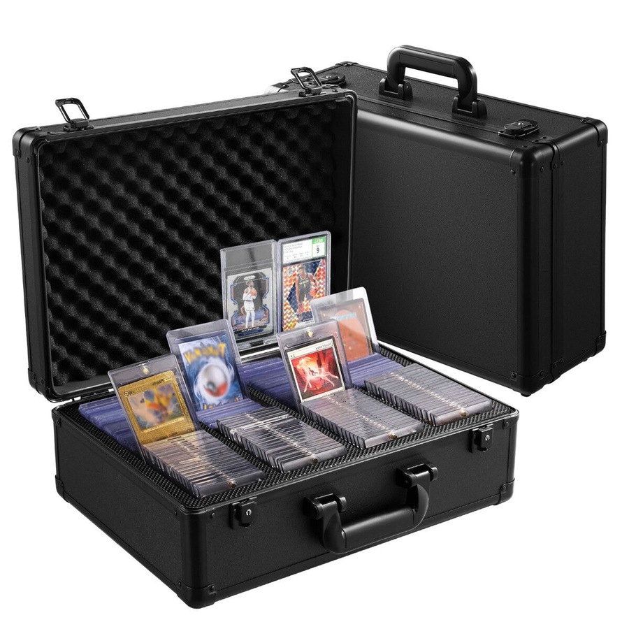 Trading Card Storage Box Graded Hard Case Top Loaders PSA Slabs Pokemon TCG Game Sports Magic Deck Collector Holder Organiser Lockable Aluminum Alloy
