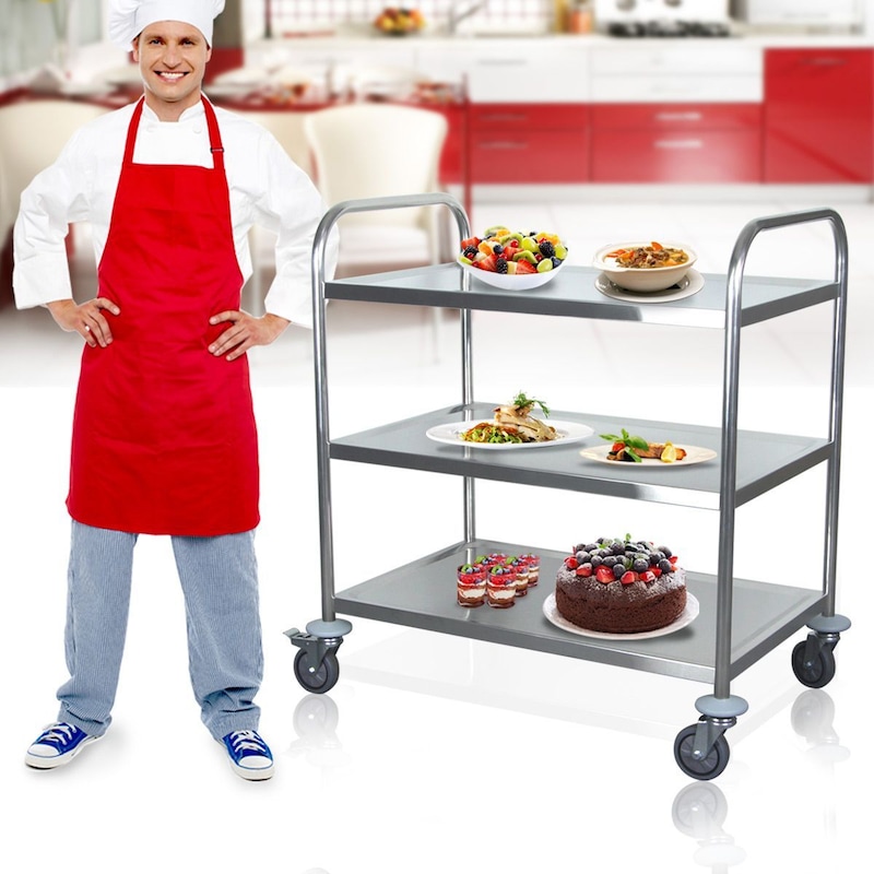 Buy Kitchen Cart Dishes Trolley Storage Shelf With Wheels Mydeal