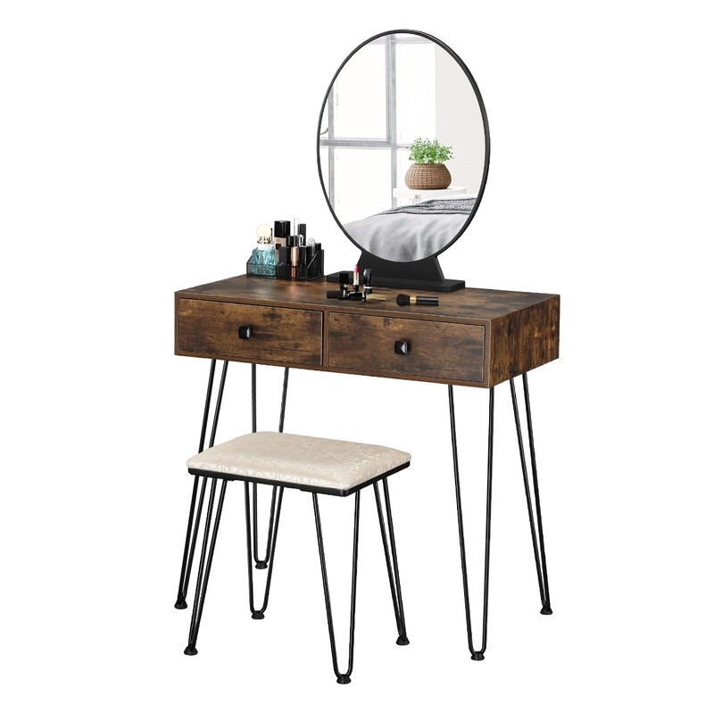 hana vanity set with stool and mirror