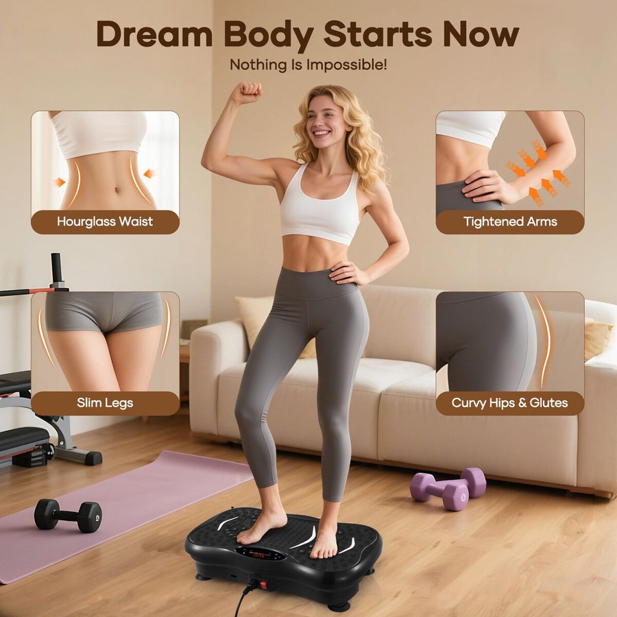 Vibration Machine Plate Full Body Workout Vibrating Exercise Fitness Equipment Platform Home Gym Weight Loss Trainer Shaker Board Lymphatic Drainage