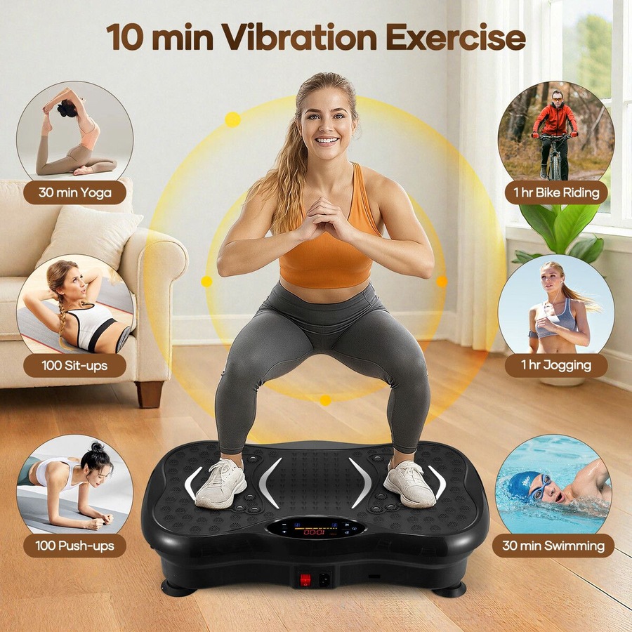 Vibration Machine Plate Full Body Workout Vibrating Exercise Fitness Equipment Platform Home Gym Weight Loss Trainer Shaker Board Lymphatic Drainage