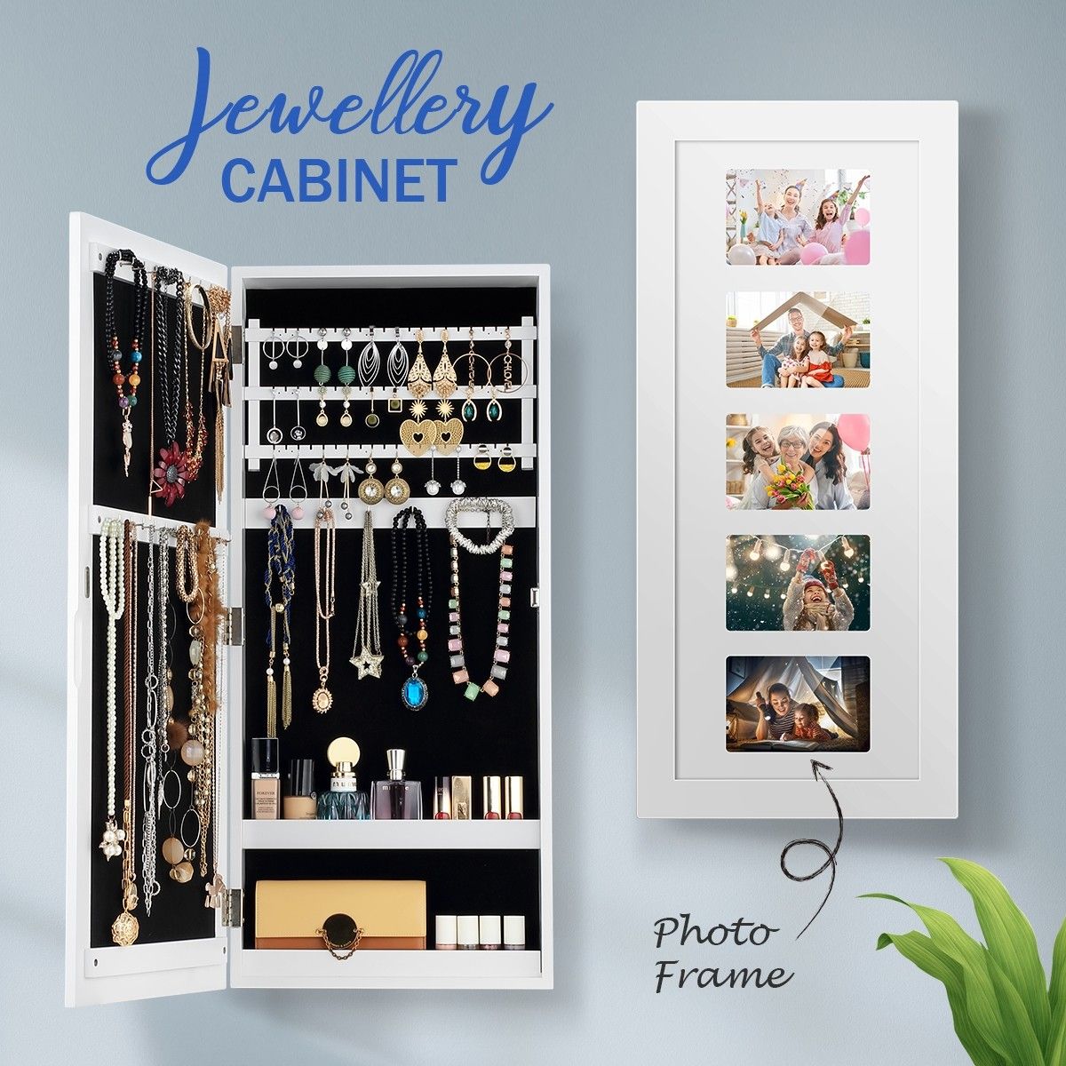 Wall mounted jewelry organizer photo deals frame