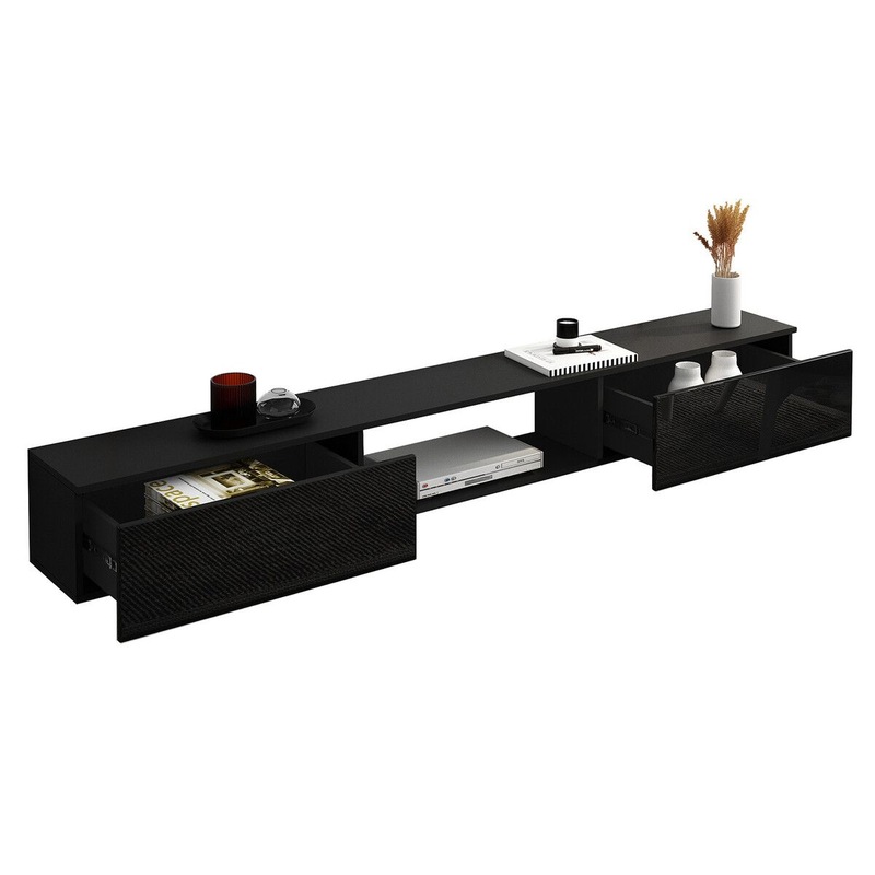 Buy Wall Mounted TV Black LED Entertainment Unit Floating Stand