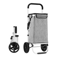 Shopping Cart Foldable Trolley Grocery Bag Waterproof Aluminium Waterproof Wheeled Storage Market Utility Granny Grey