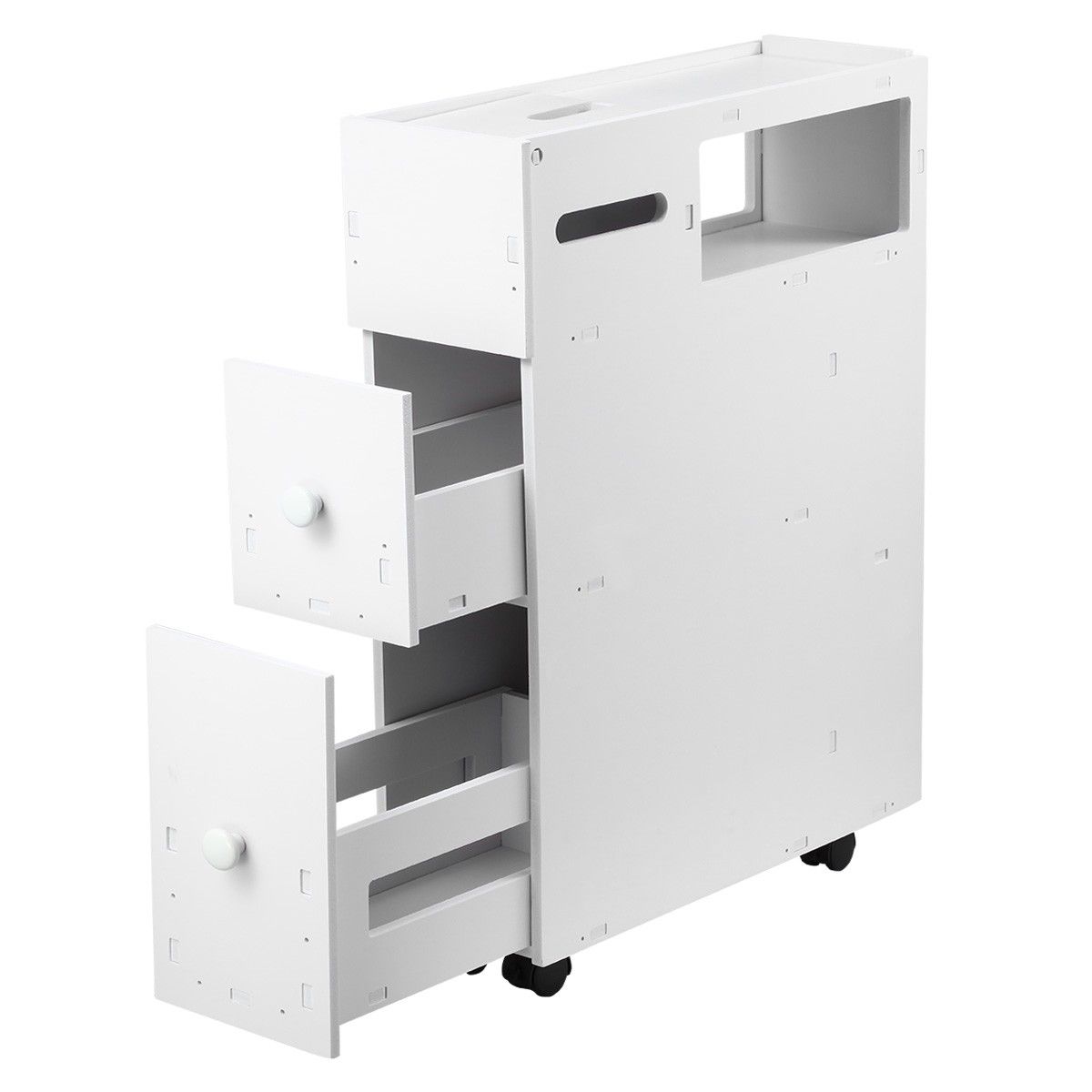 Wheeled Bathroom Cabinet Storage Drawer Organiser Toilet Caddy Tissue Box Holder