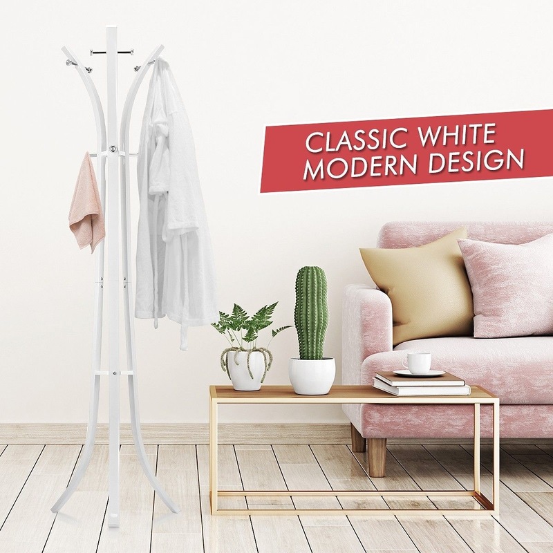 Buy White Metal Coat Tree Hanger Stand Hat Rack Holder Entryway Bedroom