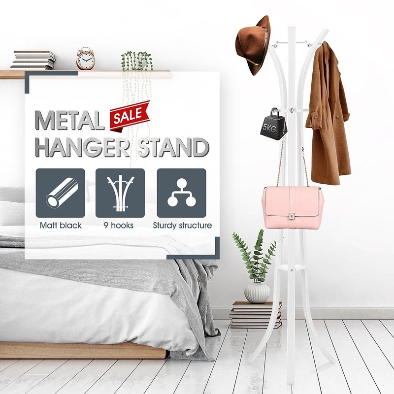 Buy White Metal Coat Tree Hanger Stand Hat Rack Holder Entryway Bedroom