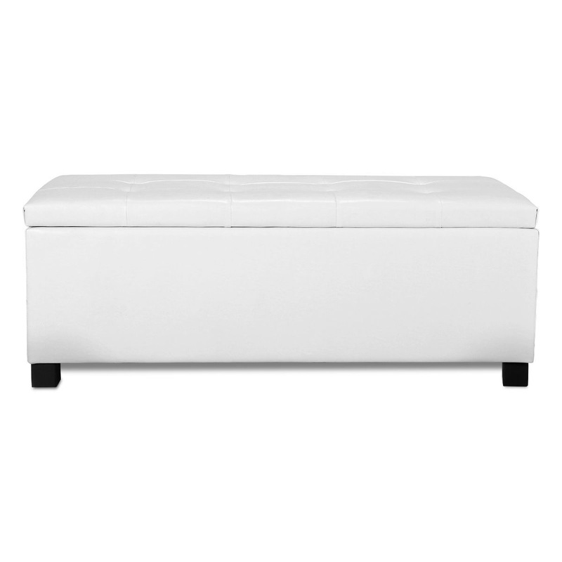 Buy White PU Rectangular Storage Ottoman MyDeal