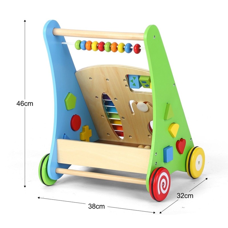 Buy Wooden Baby Toddler Push Walker with Toys MyDeal