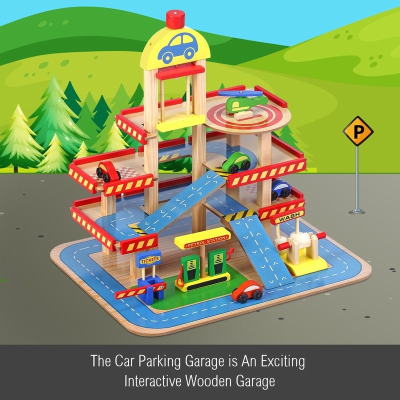 Buy Wooden Car Garage Playset MyDeal