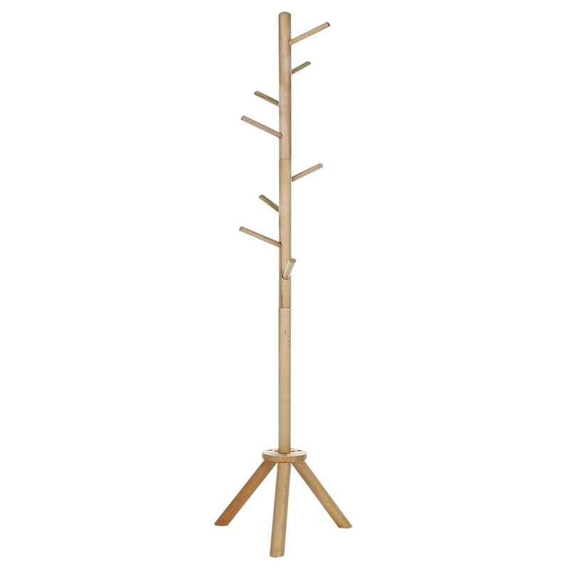 Buy Wooden Coat Stand Rack Clothes Hanger Natural Colour - MyDeal