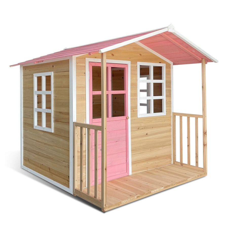 Wooden Cubby House Kids Cottage Outdoor Playhouse Children Game Centre Play Toy