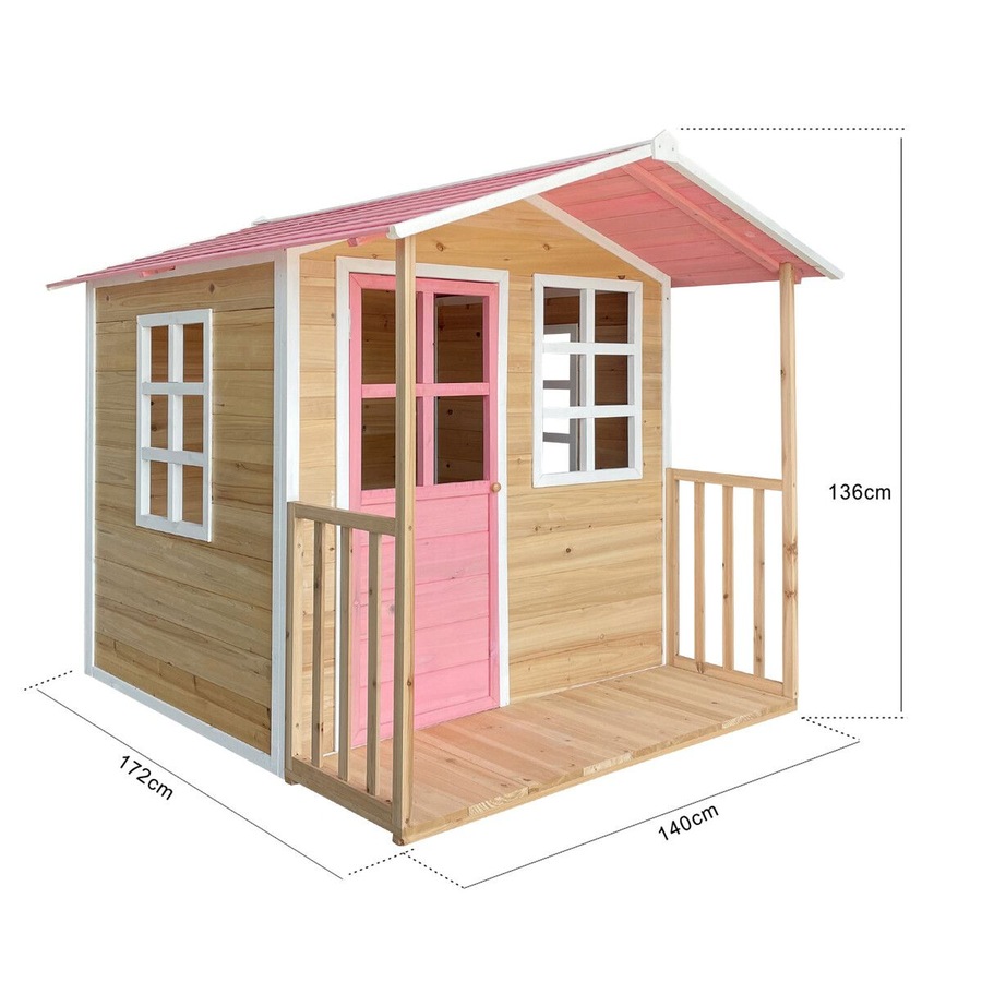 Wooden Cubby House Kids Cottage Outdoor Playhouse Children Game Centre Play Toy