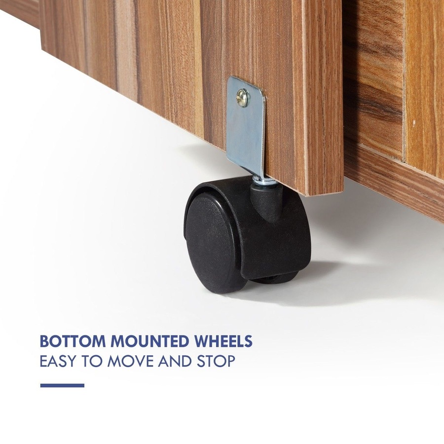 Wooden Folding Dining Table and 4 Chairs Set Round Table with Wheels