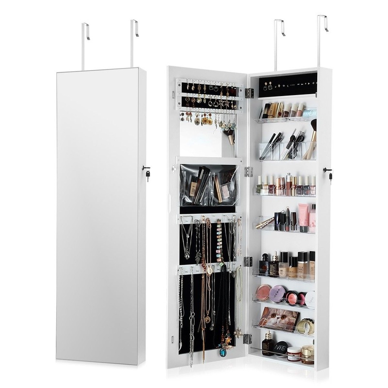 Buy Wooden Lockable Mirror Jewellery Door Wall Mounted