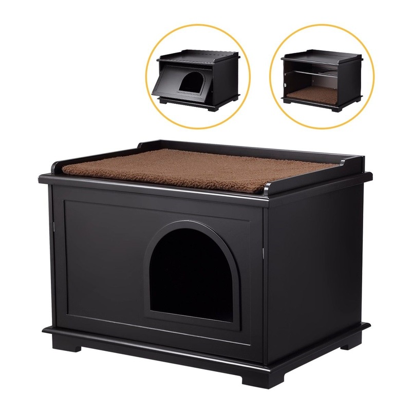 Buy Wooden Pet House Cat Enclosure Decorative Litter Box Furniture W