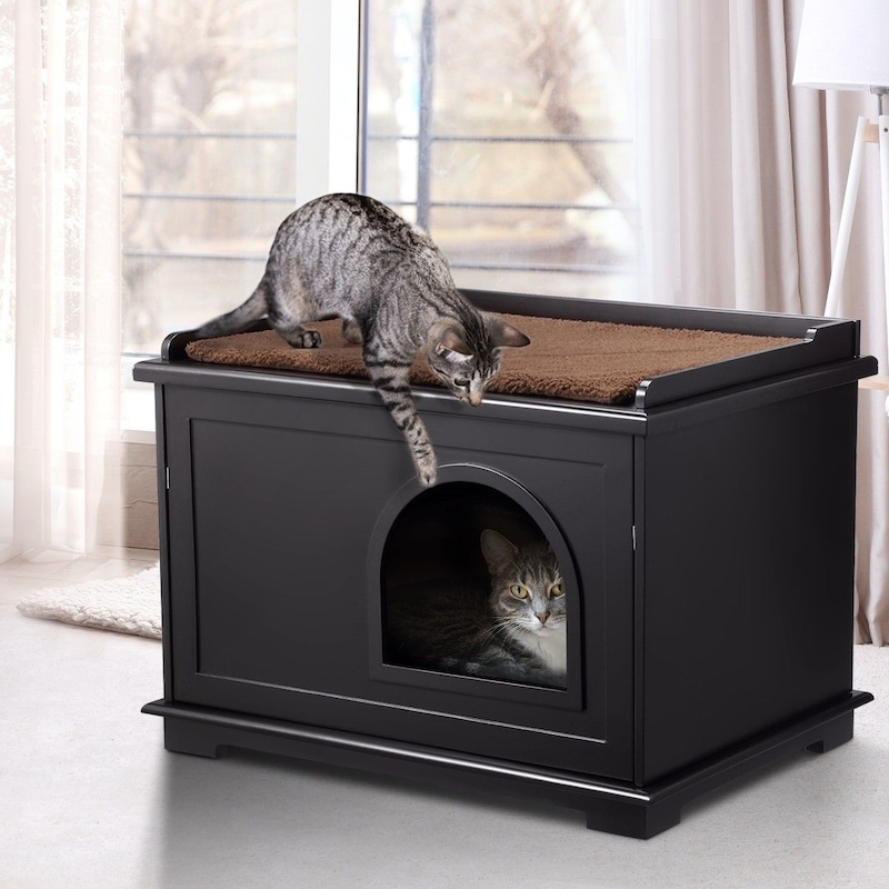 Buy Wooden Pet House Cat Enclosure Decorative Litter Box Furniture W
