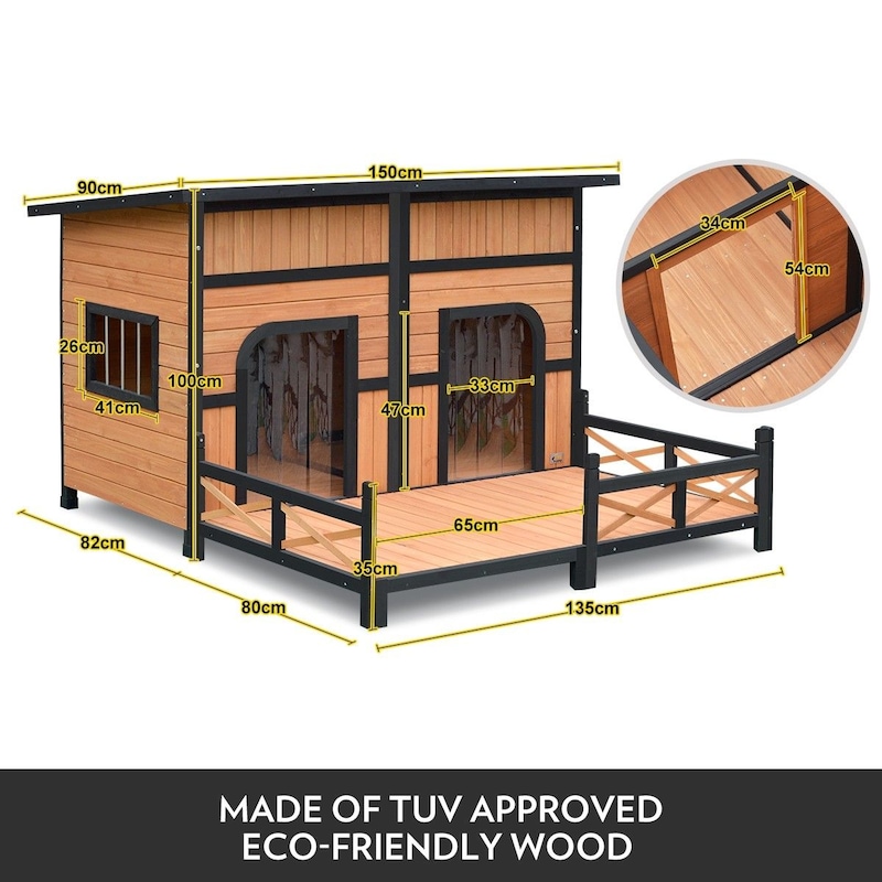 Buy Dog House Large Golden Kennel Outdoor Pet CageXXL MyDeal