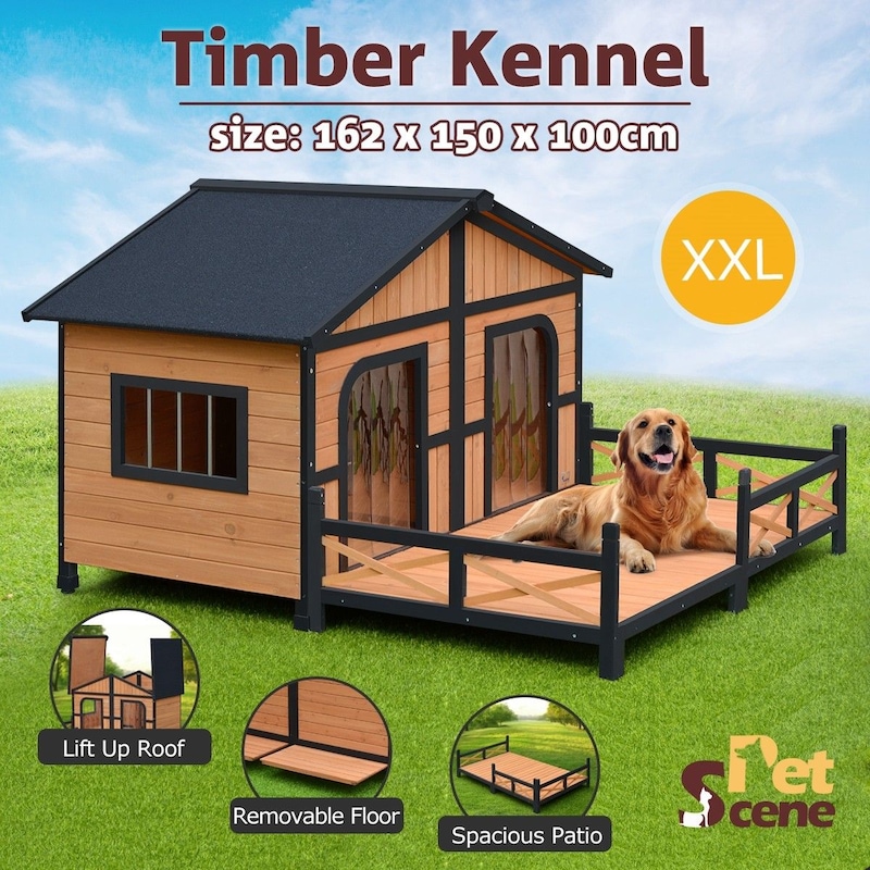 Buy XXL Wooden Dog House Timeber Kennel 