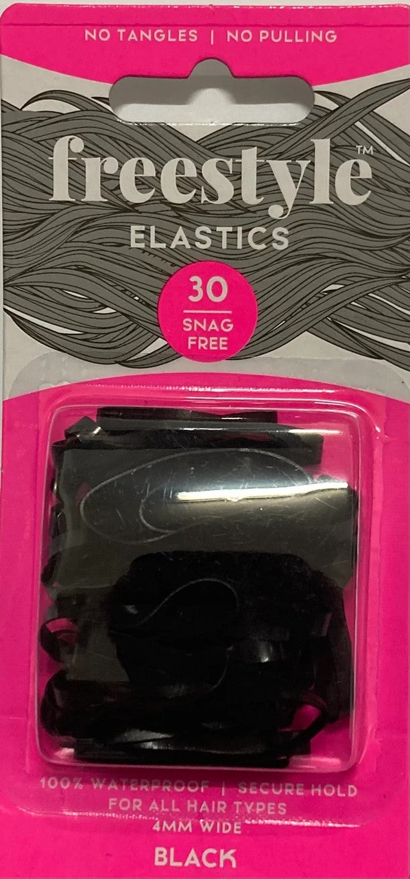 Free Style Snag Free Hair Elastic 4mm Black - 30pc