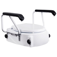 Adjustable Raised Toilet Seat Raiser with Armrests and Lid