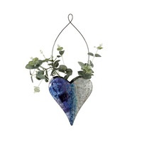 Willow & Silk Heart Design Hanging Pot Planter Outdoor Garden Decor 20x24cm