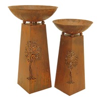 Willow & Silk Set of 2 Nested Rust Tree-of-Life Firebowls
