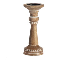 Willow & Silk Handmade Wooden 30.5cm Pillar Candle Holder/Table/Room Decor
