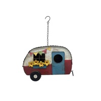 Willow & Silk Metal 44cm Vintage Red Caravan Hanging Garden Bird House/Decor
