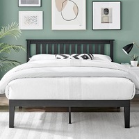 DukeLiving Bronte Solid Wood Platform Bed With Headboard Black (Queen)