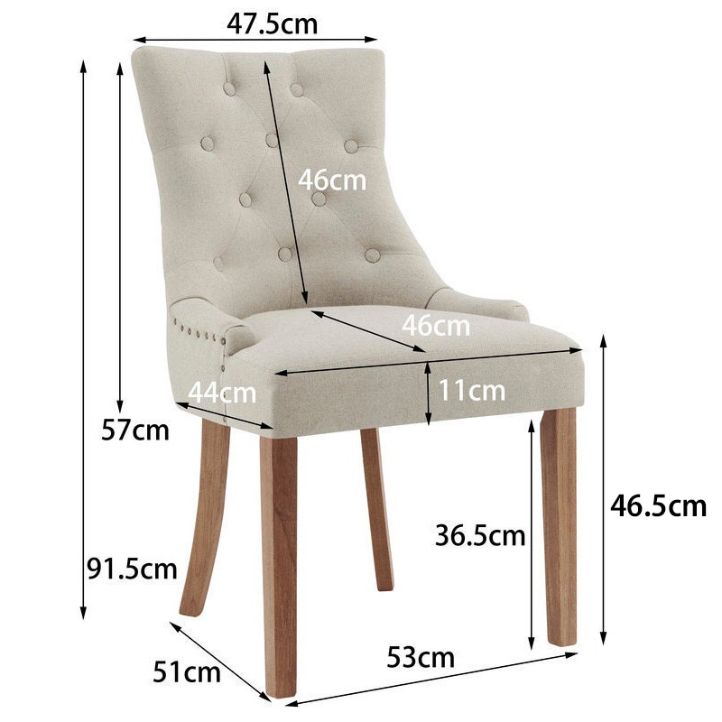 DukeLiving Belle Scoop Back Provincial Upholstered Dining Chairs Beige
