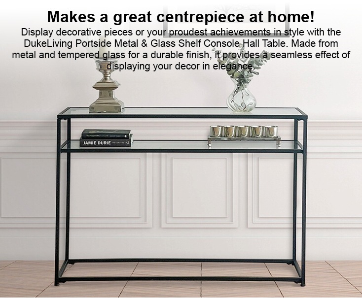 Buy DukeLiving Portside Metal & Glass Shelf Console Hall Table (Black