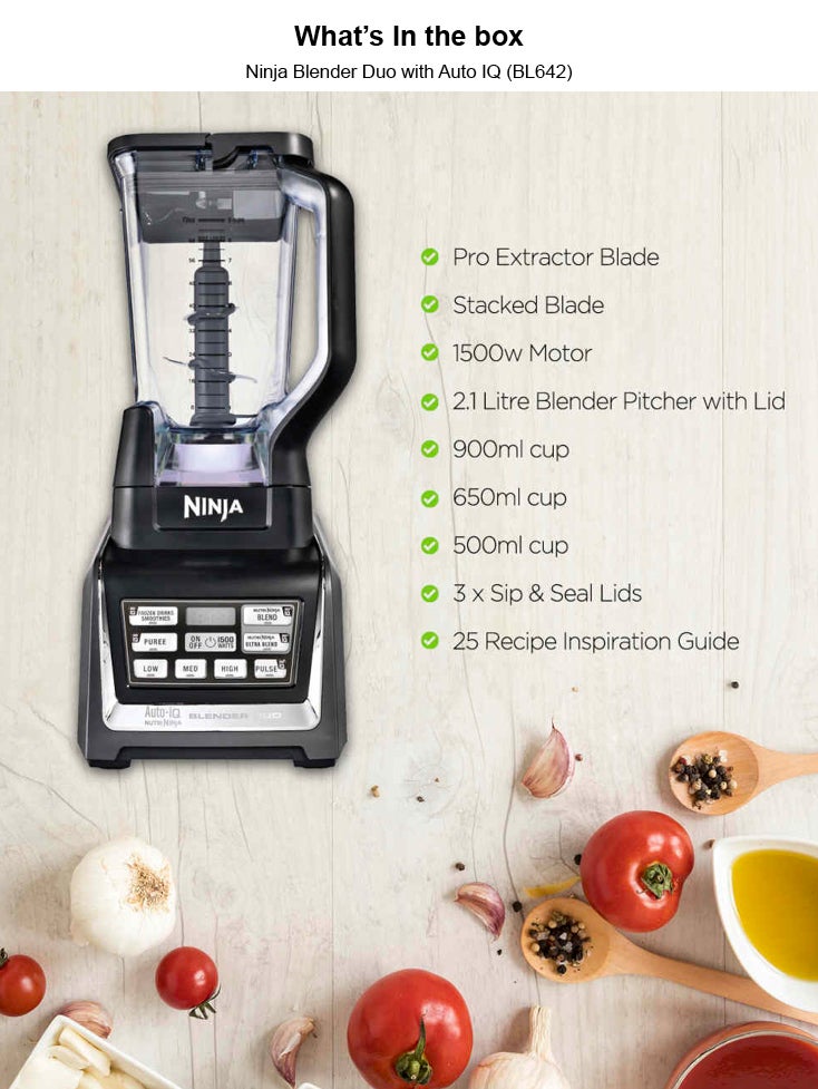 Nutri Ninja Duo 1300W Auto-iQ Power Blender Extractor & Recipe Blender  Cookbook 