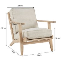 Buy DukeLiving Jan Juc Solid Oak & Linen Leisure Armchair (Natural ...