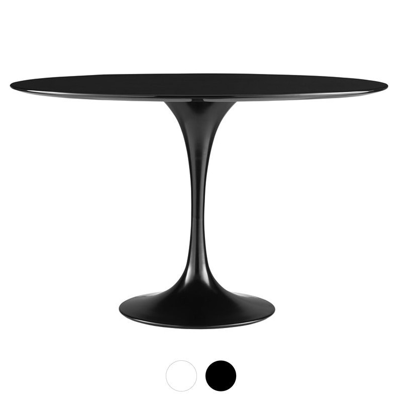 Dukeliving 120cm Tulip Dining Table Round Fiberglass Replica White Black Tables 3052356 Dukeliving 120cm Tulip Dining Table, Round Table Duke