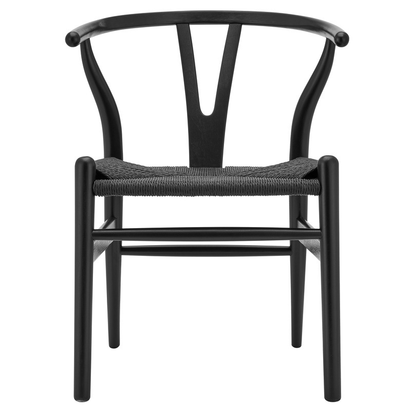 DukeLiving 4 Seater Black Scandi & Black Hans Wegner Replica Wishbone