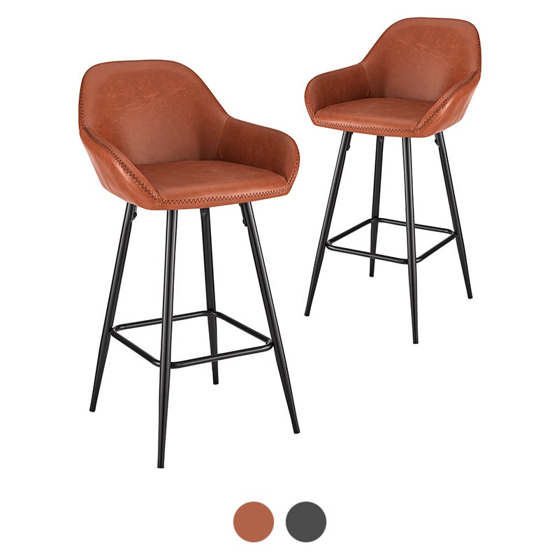 Dukeliving 66cm Billy Faux Leather Bar, Black Leather Bar Stools Set Of 4