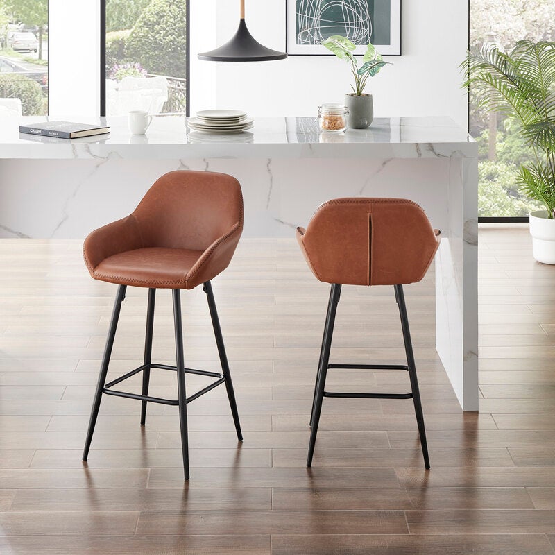 Dukeliving 66cm Billy Faux Leather Bar, Faux Leather Bar Stools Set Of 4