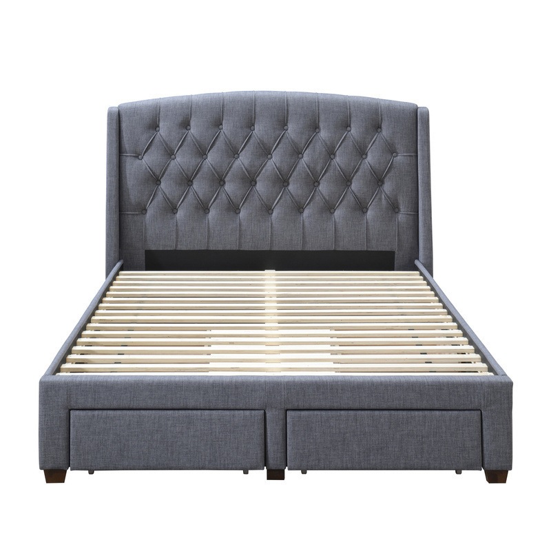 Buy DukeLiving Adele Tufted Wingback Storage Bed With Drawers Grey