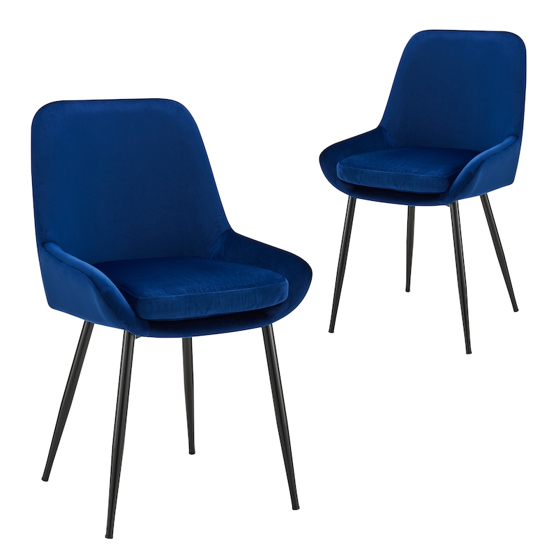 Buy DukeLiving Archer Velvet Dining Chairs Set of 2 (Black, Dark Blue ...