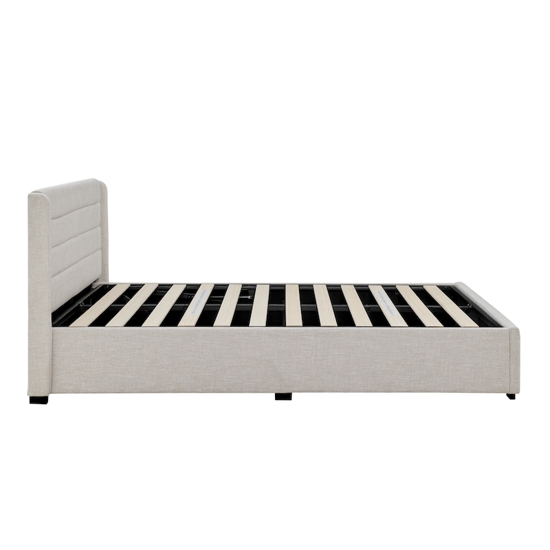 DukeLiving Audrey Tufted Upholstered Gas Lift Storage Platform Bed ...