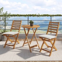 DukeLiving Baja 3 Piece Foldable Acacia Patio Set (White)