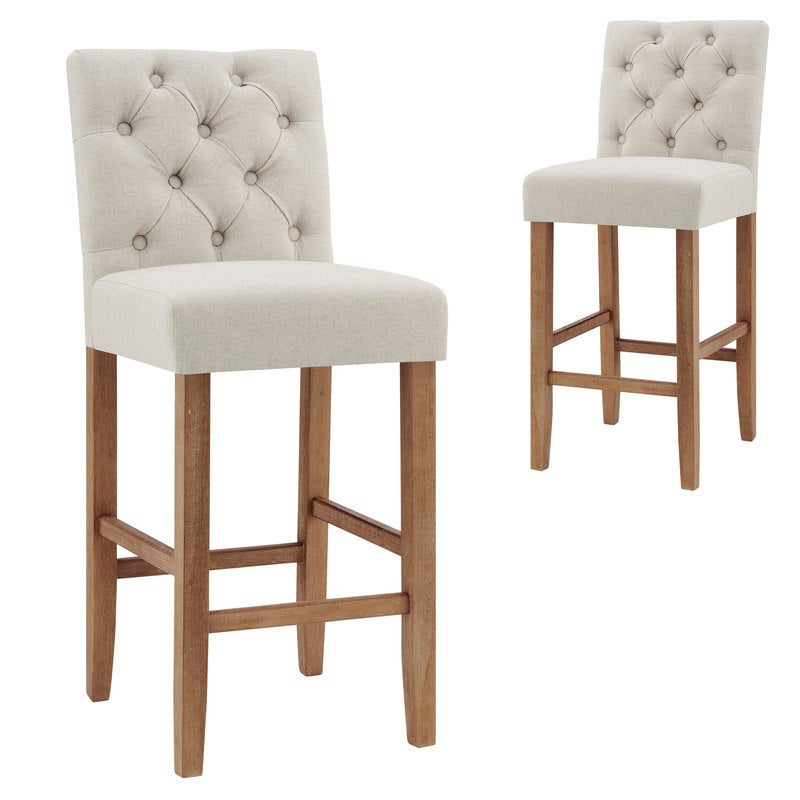 Dukeliving 65cm Belle Provincial Linen, French Country Bar Stools Swivel Wrought Iron