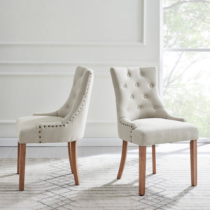 cream tufted dining chair