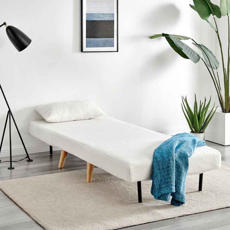 Buy DukeLiving Billy Boucle Single Sofa Bed (Cream) MyDeal